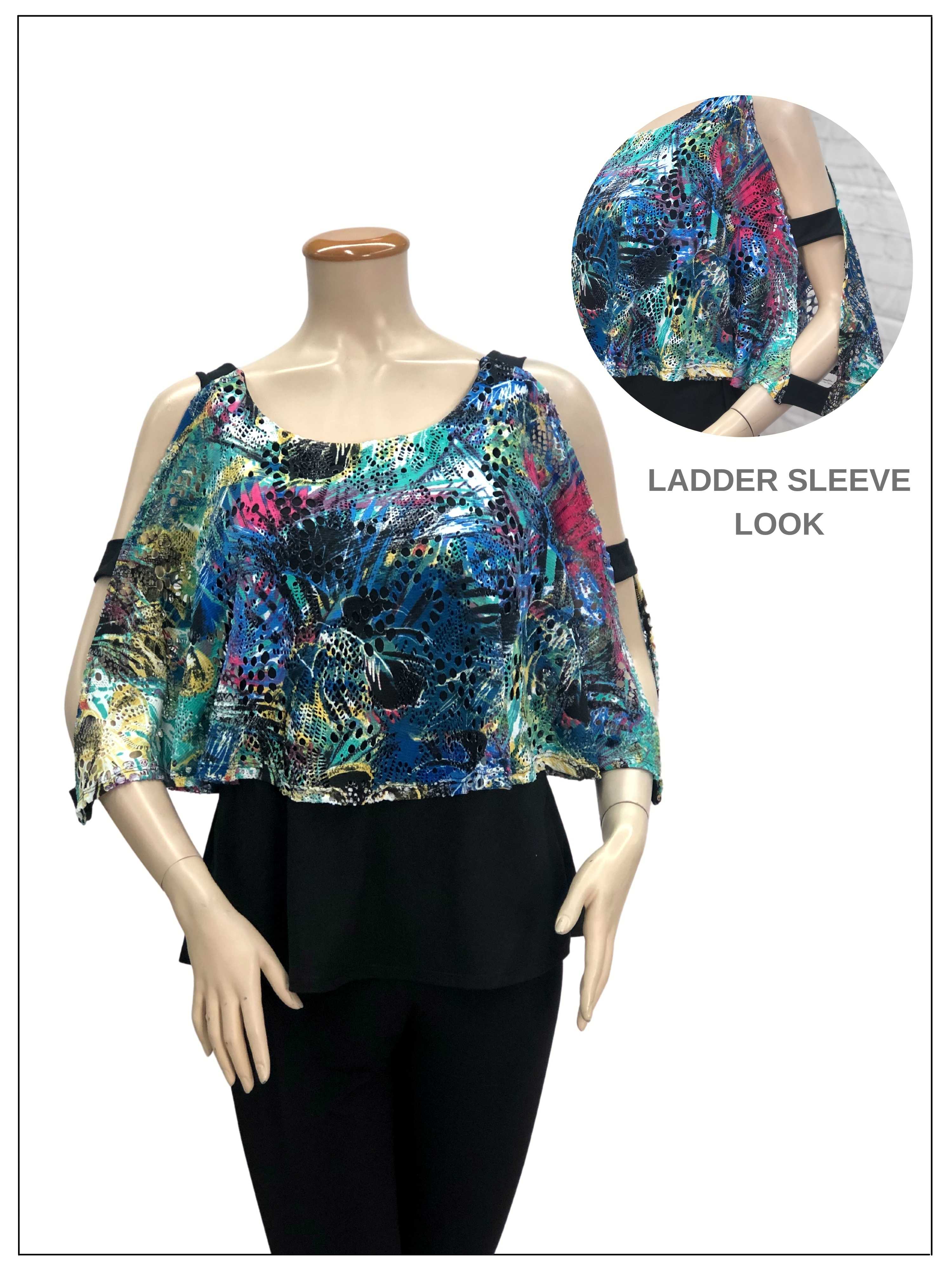 FASHQUE - Elegant Drape Top with Strappy Sleeve - T614